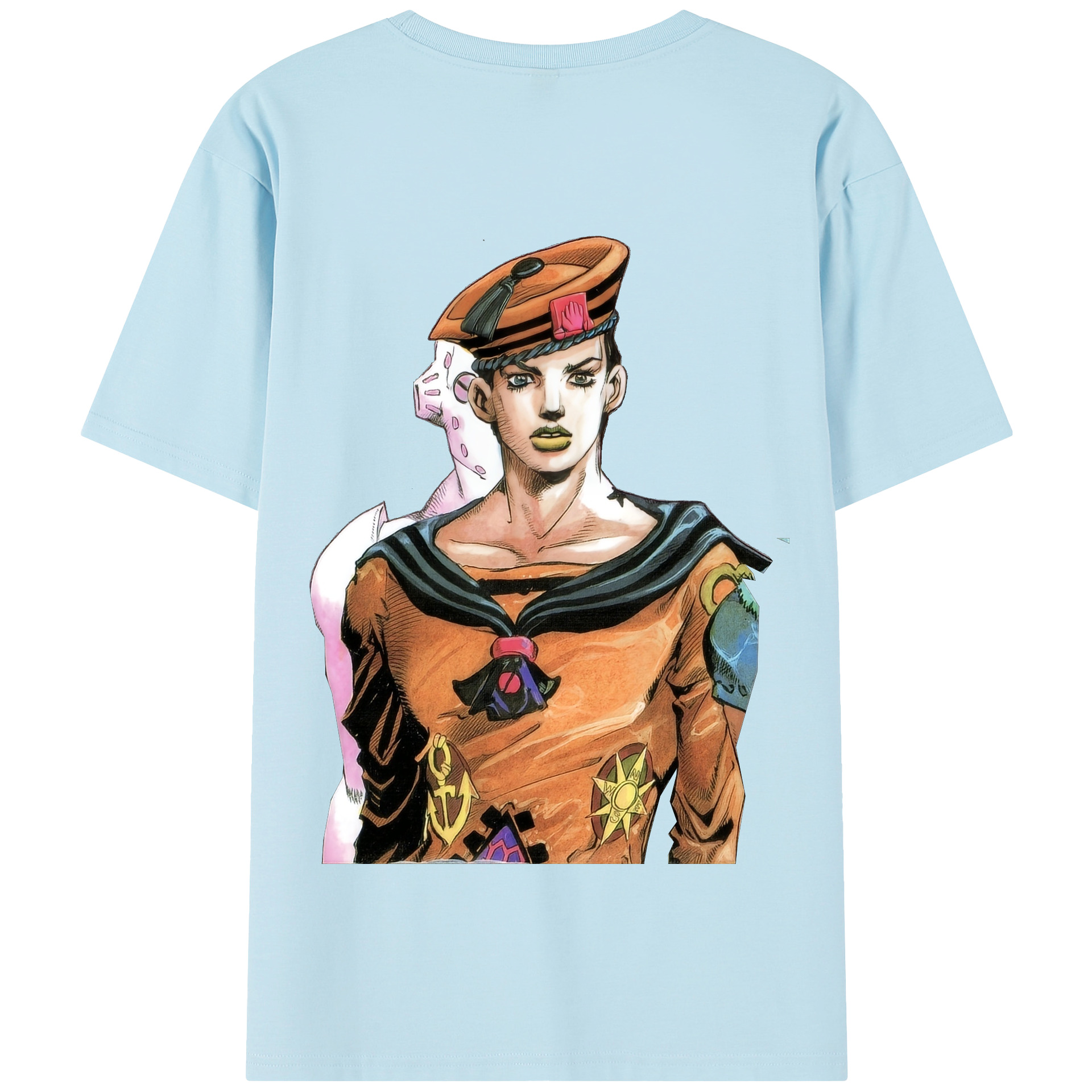 （画像用） ジョジョの奇妙な冒険 東方定助 JoJo's Bizarre Adventure Higashikata Josuke 綿100％半袖Tシャツ（背面プリント）